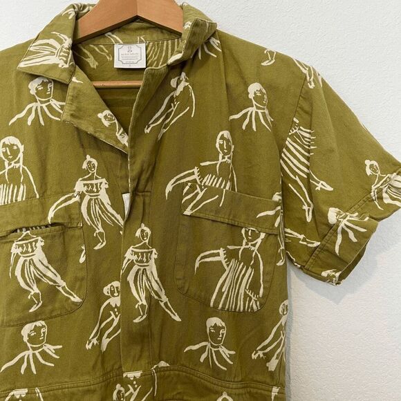 My Little Belleville Mustard Willow Printed Short Sleeve Romper Women's Small - Picture 2 of 8